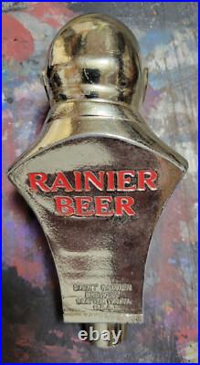 1950s SICK'S Rainier Silver Diamond Draft BREWMASTER Beer Tap Handle Brew Master