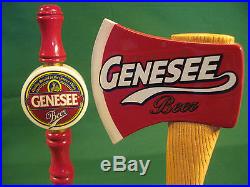 2 Lot GENESEE Beer Draft Tap Pull Handles Circle Logo & Fireman Axe Man Cave