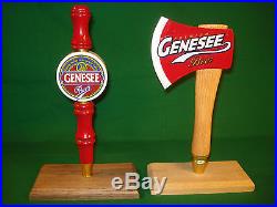 2 Lot GENESEE Beer Draft Tap Pull Handles Circle Logo & Fireman Axe Man Cave