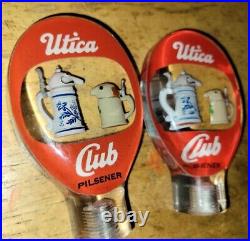 2 count UTICA CLUB PILSENER TAP HANDLES, ALE BEER KNOB Vintage