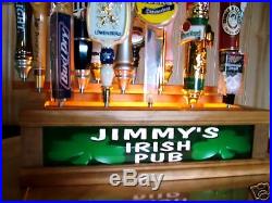 3 tier 18 beer tap handle stand with personalized IRISH PUB lighted bar sign