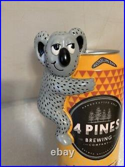 4 PINES DOWN UNDER APLE ALE KOALA ON A CAN draft beer tap handle. AUSTRALIA