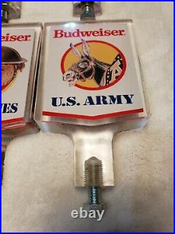 4 Vintage Rare Budweiser Acrylic Air Force Marines Navy Army Beer Tap Handles
