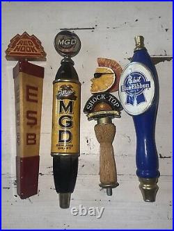 4 beer tap handles- blue ribbon Miller Shock top Red hook