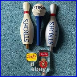 (5) FIVE Strohs Beer Tap Handles Strohs Bowling Pine Medium And Small, Golf Ball