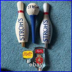 (5) FIVE Strohs Beer Tap Handles Strohs Bowling Pine Medium And Small, Golf Ball