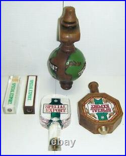 5 Vintage Special Export Beer Tap Handles Lucite, Wood, Plastic