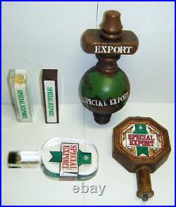 5 Vintage Special Export Beer Tap Handles Lucite, Wood, Plastic