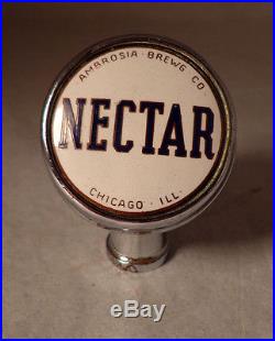 Ambrosia Brewing Co, Chicago NECTAR Beer Tap Knob Ball Handle Enamel & Chrome