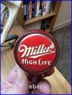 Antique 1930s Miller High Life Milwaukee Ball Tap Handle Fisher True Name Knob