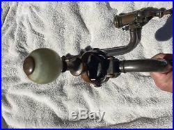 Antique Pair Of Soda Fountain Or Beer Taps With Stone Handles Nickel Over Brass