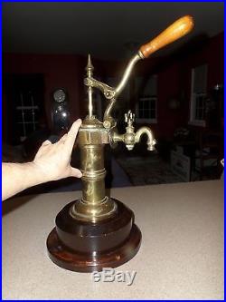 Antique Vintage Brass BEER TAP Dispenser 24 Tapper Wood Handle & Base BEAUTIFUL