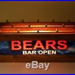 BEARS LIGHTED 18 BEER Tap handle display BAR OPEN SIGN