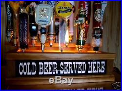 BEER TAP HANDLE DISPLAY 18 SPOT Lighted COLD BEER SERVED BAR SIGN