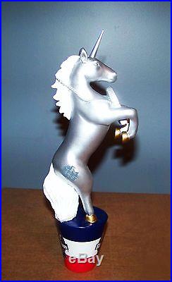 BRAND NEW RARE UNIQUE PABST BLUE RIBBON SILVER UNICORN BEER TAP HANDLE