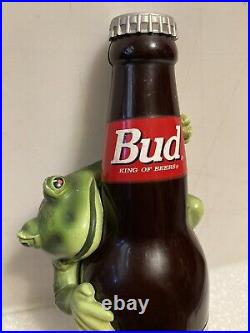 BUDWEISER FROG ON A BOTTLE draft beer tap handle. ST. LOUIS, MISSOURI