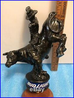 BUD LIGHT RODEO COWBOY AND BRONKING BULL beer tap handle. ST. LOUIS, MISSOURI