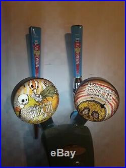 Beavertown Double Headed T-Bar Beer Pump. With transformer tap handles and badges