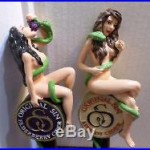 Beer Keg Tap Handle Lot Set of 2 Original Sin Sexy Nude Lady Eve Snake Very Rare