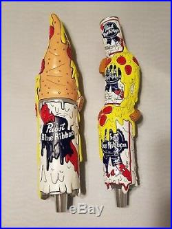 Beer Keg Tap Handle Lot of 2 PBR Pabst Blue Ribbon Pizza Old & New Style