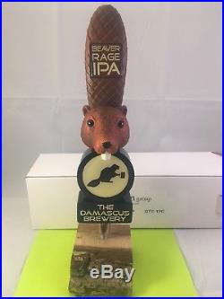 Beer Tap Handle Damascus Brewery Beaver Rage IPA Beer Tap Handle Figural Tap
