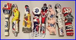 Beer Tap Handle Lot of 8 Pabst Blue Ribbon New Used Music Robot Elephant Dogs