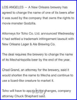 Beer Tap Handle Nola Mechahopzilla Beer Tap Handle Figural Godzilla Tap Handle Beer Tap Handle Nola Mechahopzilla Beer Tap Handle Figural Godzilla Tap Handle