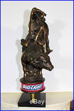 Bud Light 3D Bull Riding Figural Beer Tap Handle VERY NICE Free Shipping