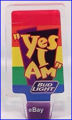 Bud Light Beer Draft Tap Handle Bar Knob Vintage 90s Rainbow Gay Interest LGBT
