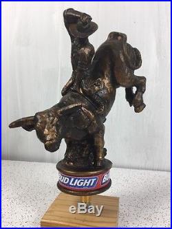 Bud Light Bull Rider Vintage Beer Tap Handle Knob Rare Man Cave Breweriana
