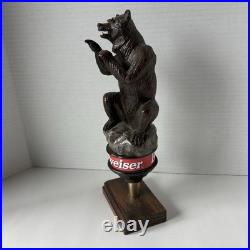 Budweiser Brown Bear Draft Beer Tap Handle With Stand, Rare