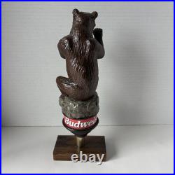 Budweiser Brown Bear Draft Beer Tap Handle With Stand, Rare
