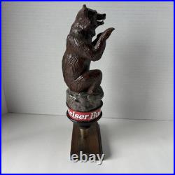 Budweiser Brown Bear Draft Beer Tap Handle With Stand, Rare