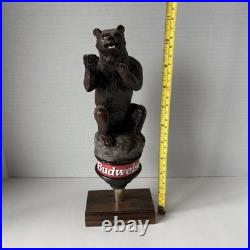 Budweiser Brown Bear Draft Beer Tap Handle With Stand, Rare
