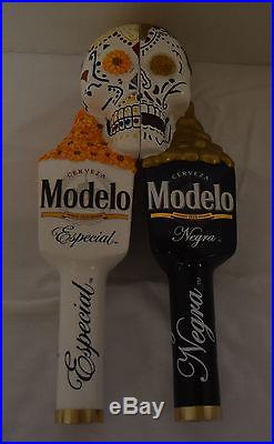 Cerveza Modelo & Negra Modelo Dual Skulls Dia De Los Muertos Beer Tap Handles