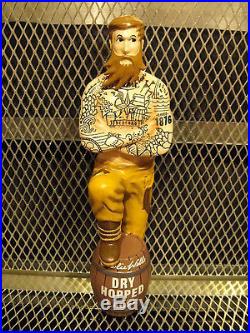 CHARLIE WELLS BREWING RARE Tattoo Bearded Man Dry Hopped Lager Beer Tap Handle