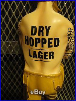 CHARLIE WELLS BREWING RARE Tattoo Bearded Man Dry Hopped Lager Beer Tap Handle