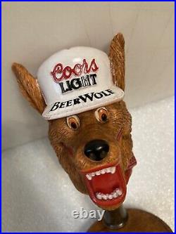 COORS LIGHT BEER WOLF WITH HAT 7-INCH draft beer tap handle. GOLDEN, COLORADO