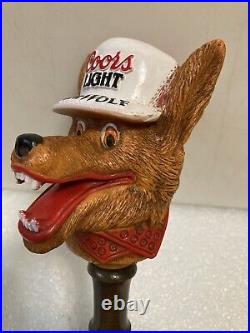 COORS LIGHT BEER WOLF WITH HAT 7-INCH draft beer tap handle. GOLDEN, COLORADO