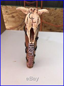 Coors Light Beer Tap Handle Bull Cow Skull Barb Wire Cowboy