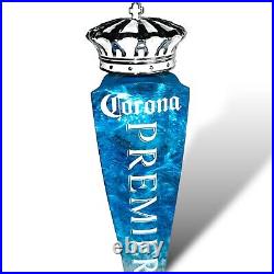 Corona Premier Cerveza Beer Tap Handle 13 LTD ED Ocean Blue Silver Crown Rare