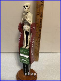 DOGFISH HEAD NAMASTE TILTING SKELETON PENDELUM draft beer tap handle. DELAWARE