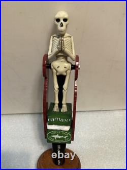 DOGFISH HEAD NAMASTE TILTING SKELETON PENDELUM draft beer tap handle. DELAWARE