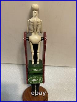 DOGFISH HEAD NAMASTE TILTING SKELETON PENDELUM draft beer tap handle. DELAWARE