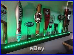 Deluxe Lighted 10 Beer Tap Handle Wall Display Rosewood Color Leds