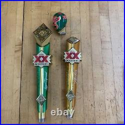 Dos Equis XX Lager & Amber Beer Tap Handle -12.5 Tall With Three Toppers