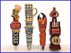 Draft Beer Tap Handle Lot of 4 Don Gordo Lucha Stone Crab Zoltan Alien Old Style