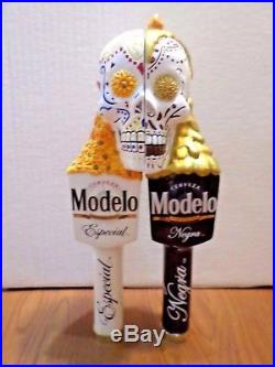 Dual Modelo Dia De Los Muertos Sugar Skull Negra Especial Beer Keg Tap Handle