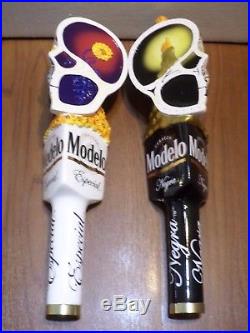 Dual Modelo Dia De Los Muertos Sugar Skull Negra Especial Beer Keg Tap Handle