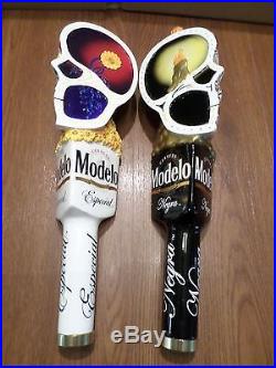 Dual Modelo Los Muertos Espcial Negra Sugar Skull Beer Keg Tap Handle Set Lot